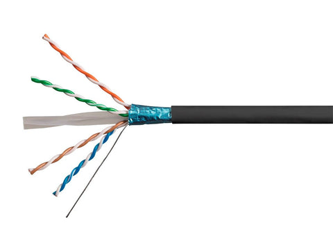 Monoprice Cat6 Ethernet Bulk Cable - Solid, 550MHz, STP, CMR, Riser Rated, Pure Bare Copper Wire, 23AWG, No Logo, 1000ft, Black