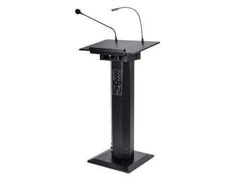 Monoprice Commercial Audio 60W Powered Podium Lectern with Built-in Speakers and Gooseneck Microphone (No Logo)