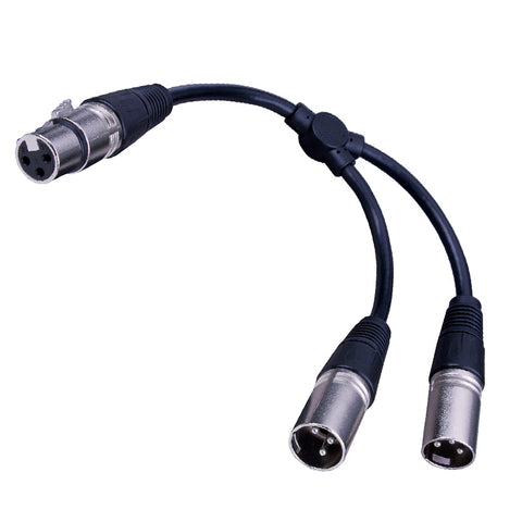 XLR Female Jack to 2-Male XLR Plugs “Y” Adapter