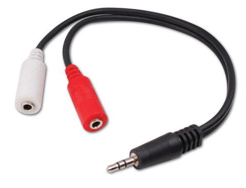 3.5 mm Stereo Plug to 2-3.5 mm Stereo Jacks “Y” Adapter