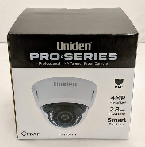 Uniden 4MP Pro Series 4.0-Megapixel IP Tamperproof Fixed Dome Camera 100' Night Vision 4MTPD-2.8