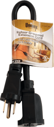 EC1601BK | 1ft. Indoor Grounded Extension Cord