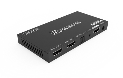 HDMI 1 IN 2 OUT 4K UP TO 18GBPS WITH DOWN SCALER/AUDIO EXTRACTOR