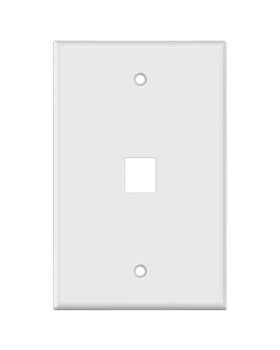 WHITE KEYSTONE MIDSIZE 1 HOLE WALL PLATE