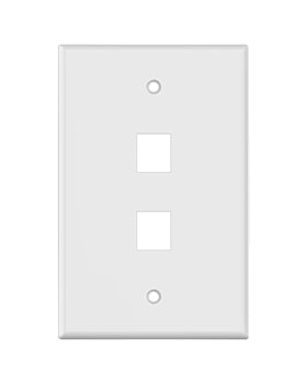 WHITE KEYSTONE MIDSIZE 2 HOLE WALL PLATE
