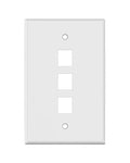 WHITE KEYSTONE MIDSIZE 3 HOLE WALL PLATE