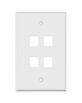 WHITE KEYSTONE MIDSIZE 4 HOLE WALL PLATE