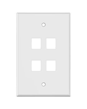 WHITE KEYSTONE STANDARD 4 HOLE WALL PLATE