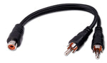 2-RCA Male Plugs to RCA Female Jack “Y” Adapter